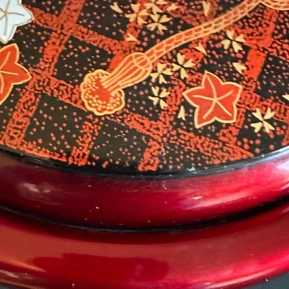 Japanese Design Lacquerware Vintage Lazy Susan - Picture 7 of 9